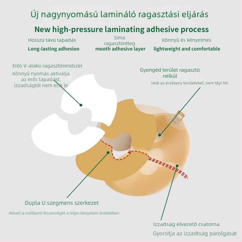 Mango alakú szilikon melltartó párnák ragasztós bimbóvédőkkel, emelés és formázás, ideális menyasszonyi ruhák alá; légáteresztő, antibakteriális