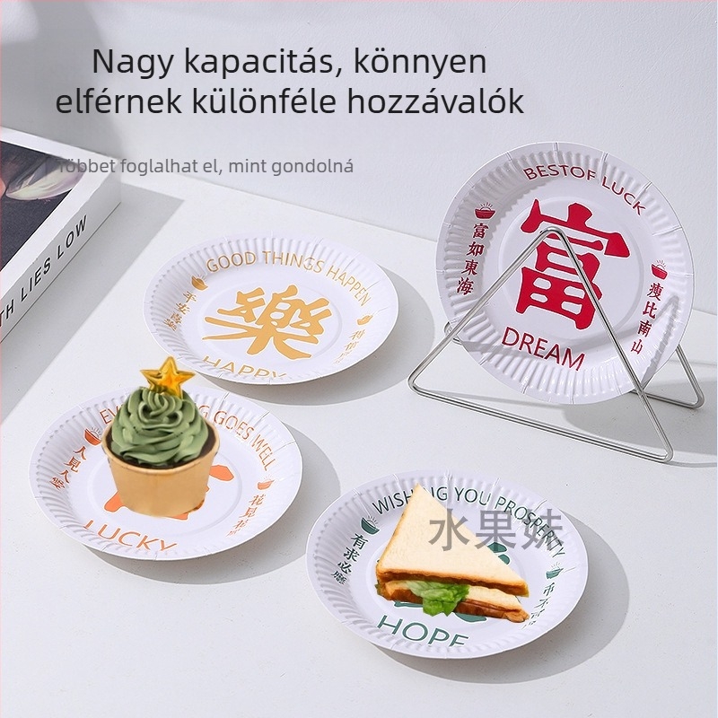 Lebomló, egyszer használatos papírtányérok cukornád rostból, kör alakú készlet kültéri grillhez és születésnapi tortához, nemzeti trend dizájn