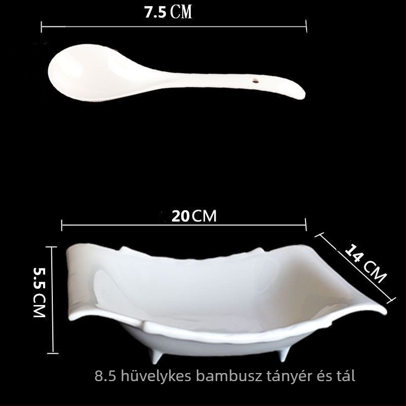 Mikrohullámú sütőben használható kerámia tál egyedi formával és bambusz mintával, tökéletes leveshez, gyümölcssalátához és köretekhez