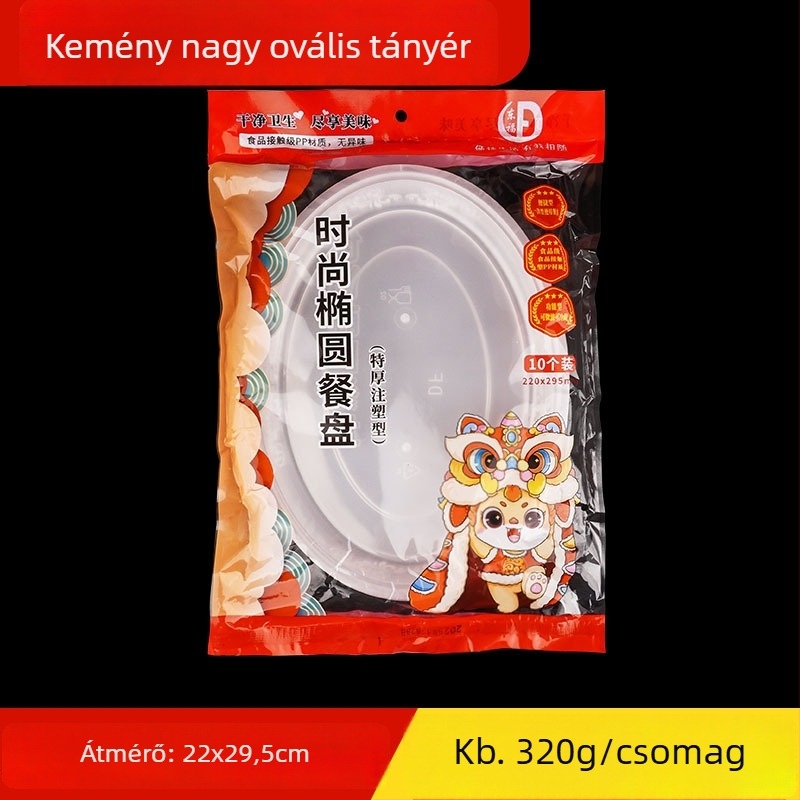 Egyszer használatos, vastag műanyag tányérok piknikekhez és ünnepi bankettekhez, kör alakúak, injekciós öntésével készültek