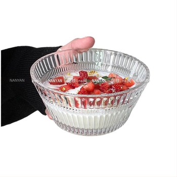 Üveg tál zabkásához reggelire és desszertekhez; ideális gyümölcssalátához és egyéb desszertekhez; kis kerek tál, 12 cm átmérővel.