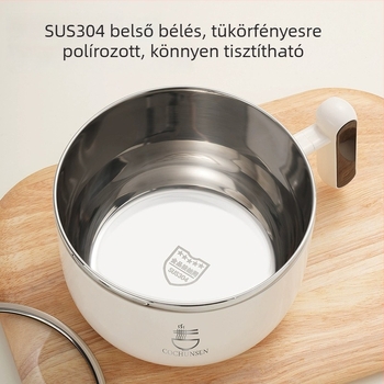 304 rozsdamentes acél instant tészta tál fedővel, nagy kapacitás, fogantyúval, irodai dolgozóknak és diákoknak
