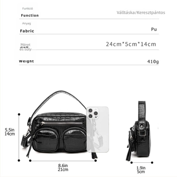 Könnyű luxus, krokodil mintázatú crossbody táska, PU bőr, kis méret, 2025 nyár