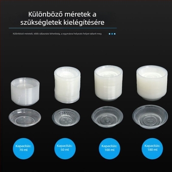 Egyszer használatos mártásos tál, szójaszószhoz és fűszerekhez, kerek műanyag tál (50–180 ml)