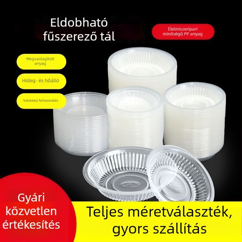 Egyszer használatos mártásos tál, szójaszószhoz és fűszerekhez, kerek műanyag tál (50–180 ml)
