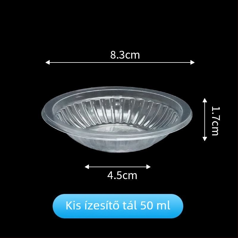 Egyszer használatos mártásos tál, szójaszószhoz és fűszerekhez, kerek műanyag tál (50–180 ml)