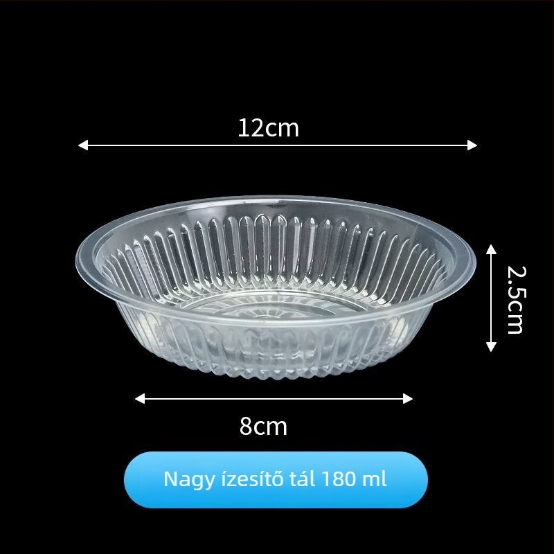 Egyszer használatos mártásos tál, szójaszószhoz és fűszerekhez, kerek műanyag tál (50–180 ml)