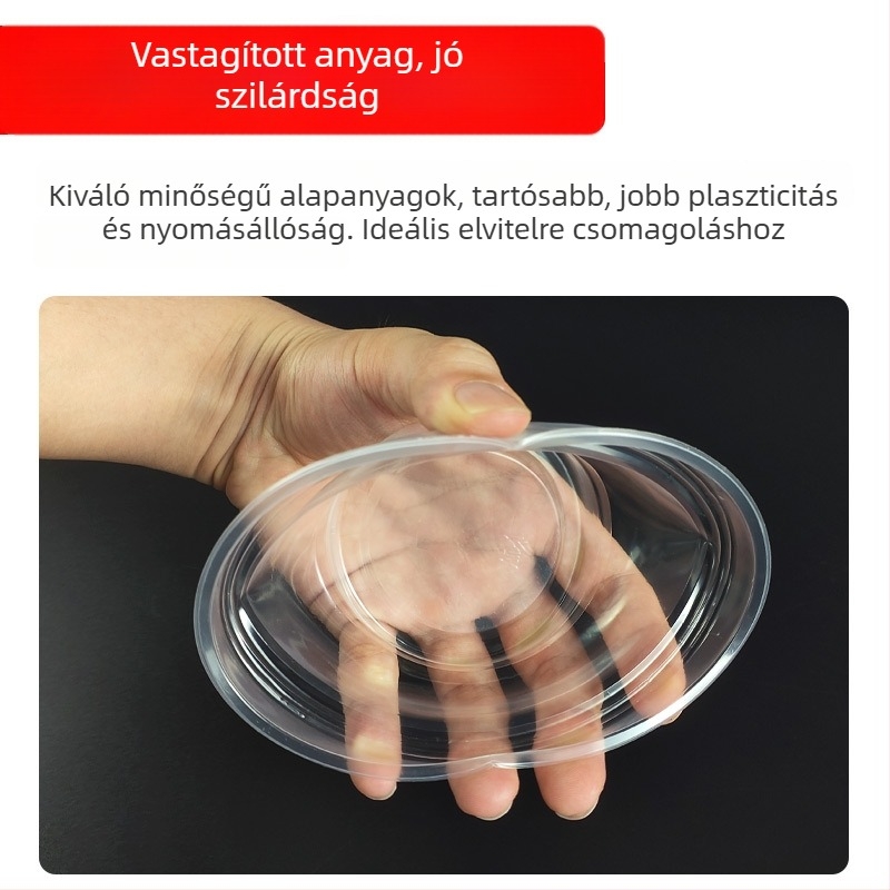 Egyszer használatos átlátszó étkezési tál, műanyag leveses tál, hőálló, kör alakú, egyenként csomagolva