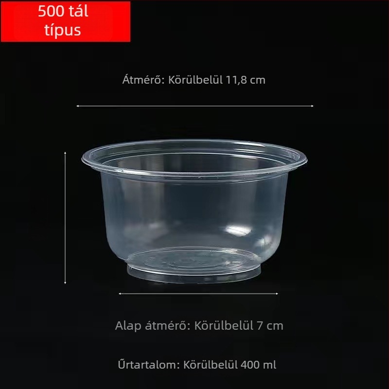 Egyszer használatos műanyag tál és evőpálcikák készlet, élelmiszer-minőségű, vastagodott kivitel, háztartási használatra, fedéllel, hőálló, esküvők és költözések alkalmára