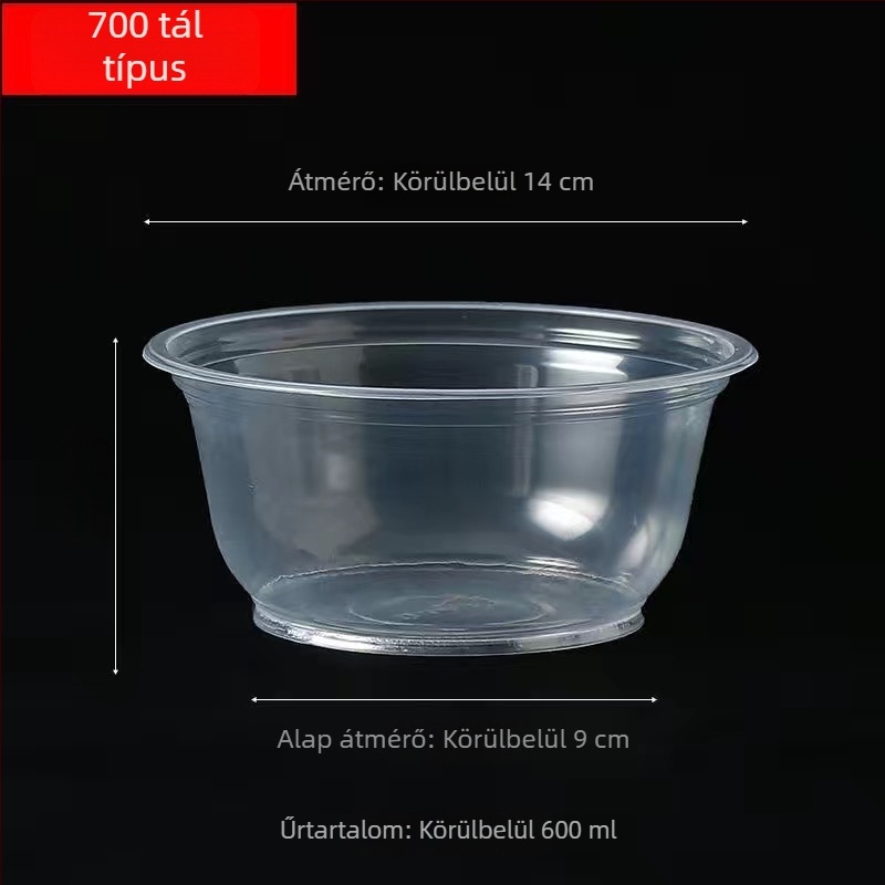 Egyszer használatos műanyag tál és evőpálcikák készlet, élelmiszer-minőségű, vastagodott kivitel, háztartási használatra, fedéllel, hőálló, esküvők és költözések alkalmára