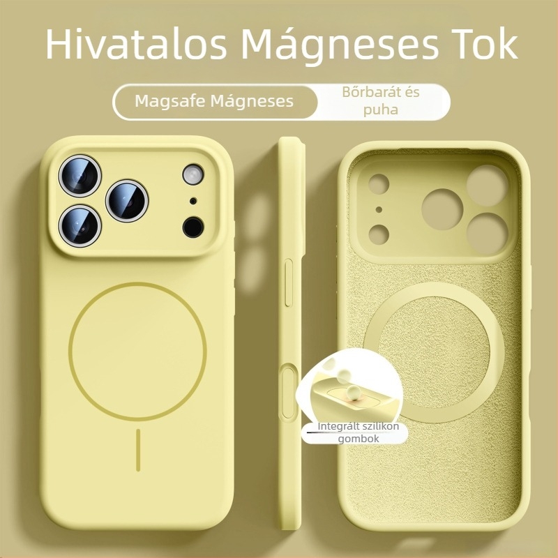 Mágneses folyékony szilikon tok iPhone 17 és iPhone 16 számára — teljes lefedettség, ütésálló, puha tapintású, bőrszerű érzet