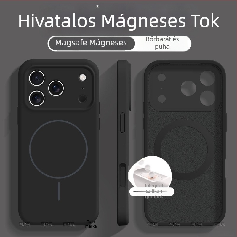 Mágneses folyékony szilikon tok iPhone 17 és iPhone 16 számára — teljes lefedettség, ütésálló, puha tapintású, bőrszerű érzet