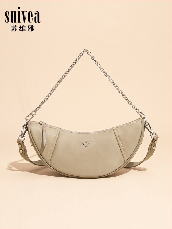Francia croissant-bagett nylon láncos válltáska, női, crossbody stílus, saddle bag, 25. kiadás, prémium textúra, dumpling táska