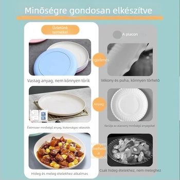 Megvastított egyszer használatos műanyag tányérokból álló étkészlet, élelmiszerbiztonsági minőségű, tortákhoz, bulikhoz és piknikekhez