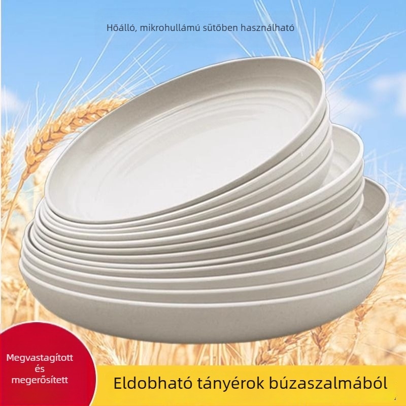 Megvastított egyszer használatos műanyag tányérokból álló étkészlet, élelmiszerbiztonsági minőségű, tortákhoz, bulikhoz és piknikekhez