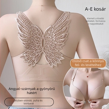 Elöl kapcsos melltartó kis mellekhez — push-up, varrat nélküli, összegyűlő hatás, anti-lógás, szexi csipkés hátsó rész