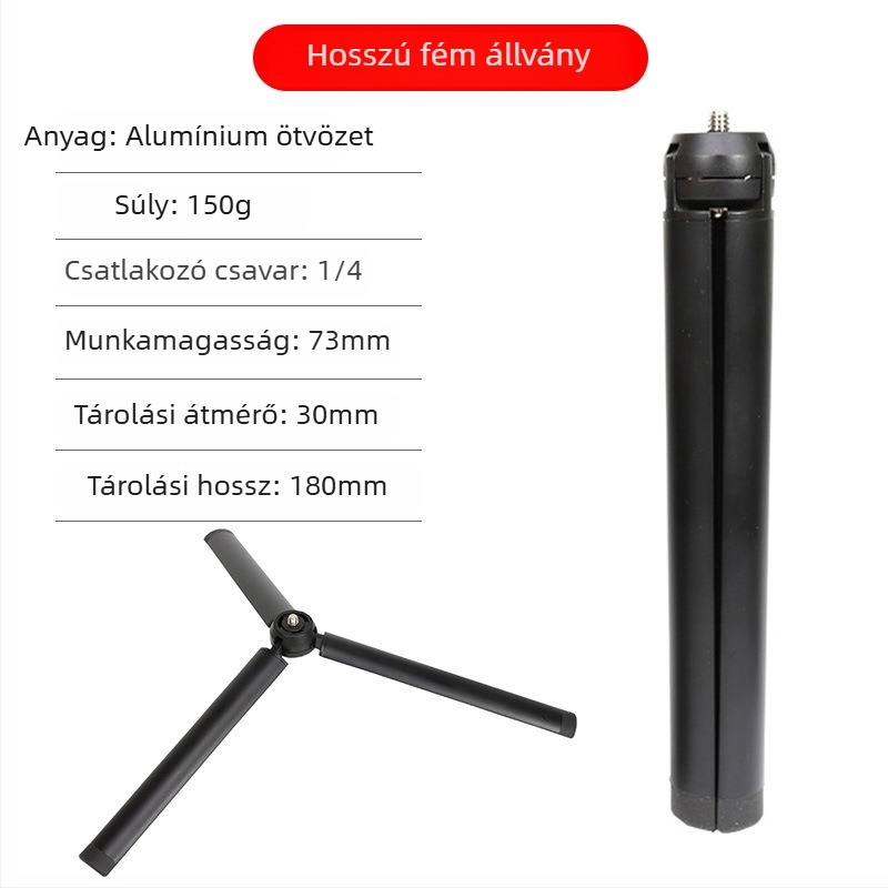 Alumínium ötvözetű teleszkópos hosszabbító rúd okostelefon stabilizátorhoz DJI Zhiyun, 1/4-es csavarral és megerősített állvánnyal