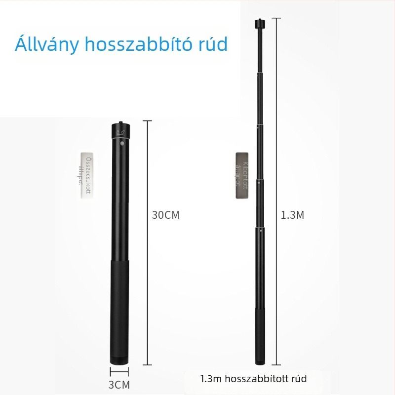 Alumínium ötvözetű teleszkópos hosszabbító rúd okostelefon stabilizátorhoz DJI Zhiyun, 1/4-es csavarral és megerősített állvánnyal