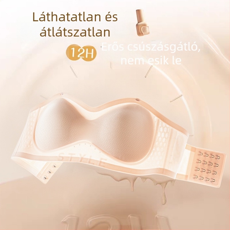 Pánt nélküli melltartó, varrat nélküli hát, csúszásmentes, push-up kis mellekhez