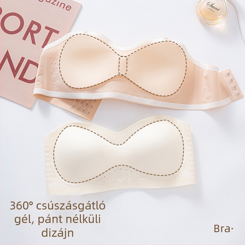 Pánt nélküli melltartó, varrat nélküli hát, csúszásmentes, push-up kis mellekhez