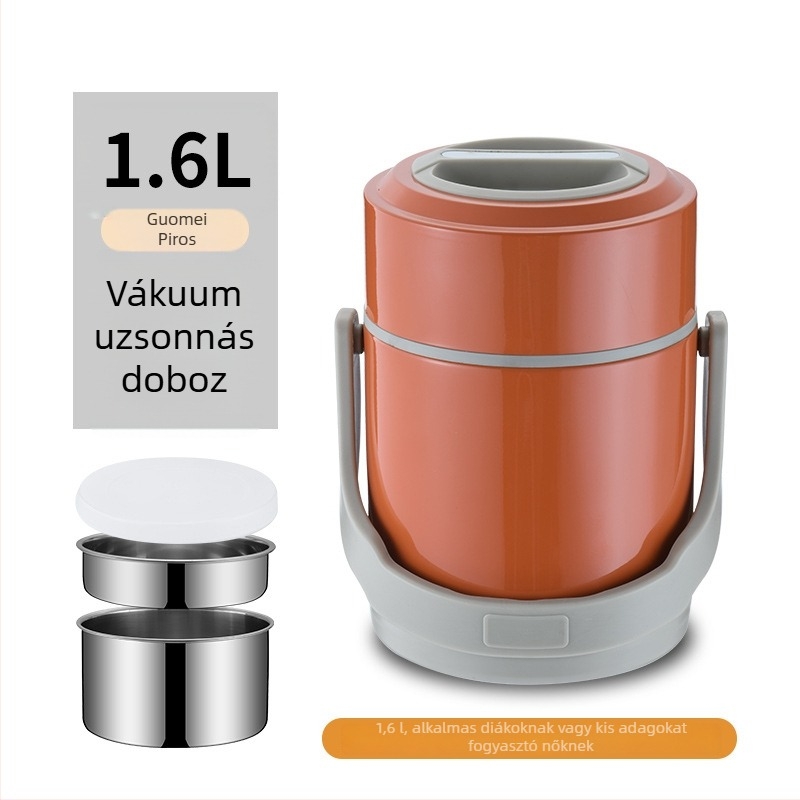 304 rozsdamentes acélból készült vákuum-izolált ebédes doboz, többszintes kialakítás, élelmiszer-minőség, diákok számára, 1,3 L/1,6 L/1,9 L