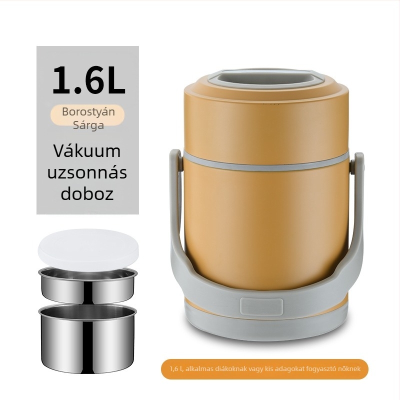304 rozsdamentes acélból készült vákuum-izolált ebédes doboz, többszintes kialakítás, élelmiszer-minőség, diákok számára, 1,3 L/1,6 L/1,9 L