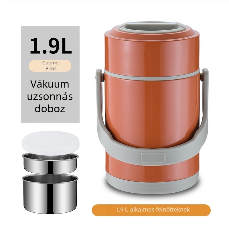 304 rozsdamentes acélból készült vákuum-izolált ebédes doboz, többszintes kialakítás, élelmiszer-minőség, diákok számára, 1,3 L/1,6 L/1,9 L