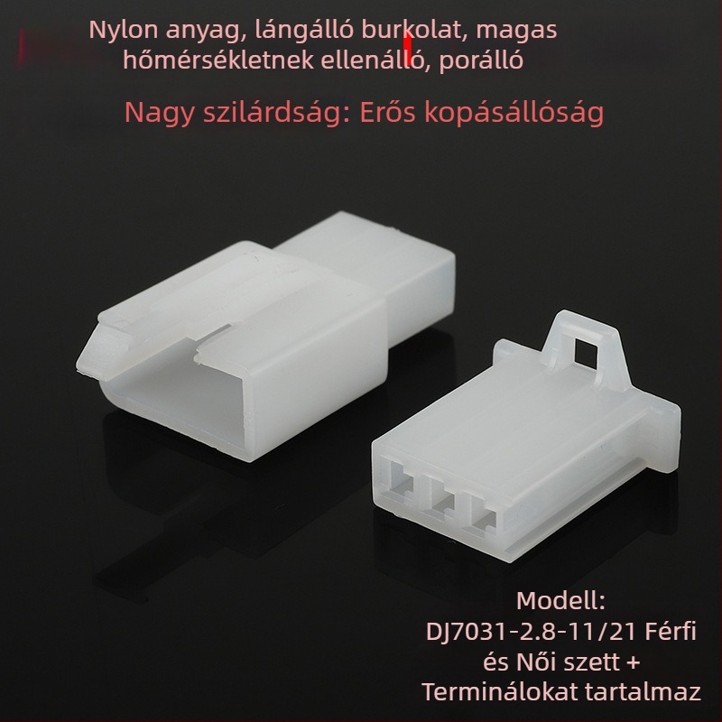 2,8 mm-es csatlakozó elektromos járműhöz, 2–9 lyukas mag, vezetékpár dugó- és aljzatérintkezők, férfi és női