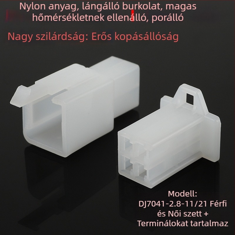 2,8 mm-es csatlakozó elektromos járműhöz, 2–9 lyukas mag, vezetékpár dugó- és aljzatérintkezők, férfi és női