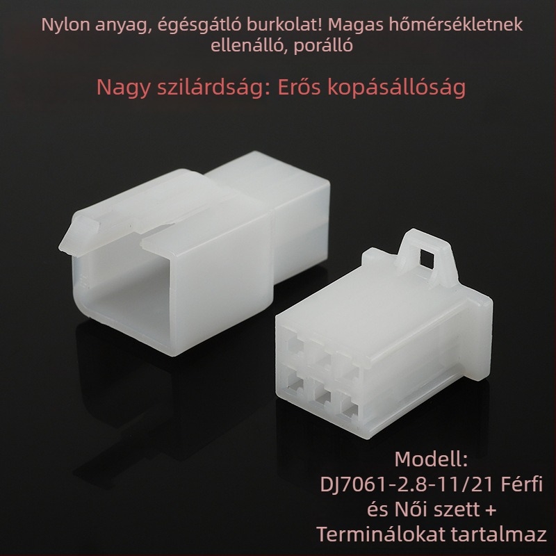 2,8 mm-es csatlakozó elektromos járműhöz, 2–9 lyukas mag, vezetékpár dugó- és aljzatérintkezők, férfi és női
