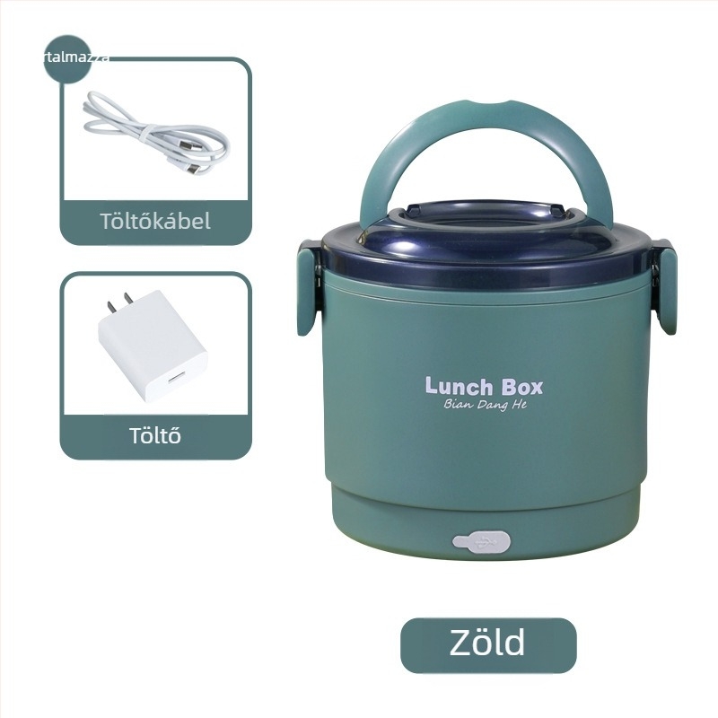 304 rozsdamentes acélból készült izolált ebéd doboz, kör alakú, 1–2 L, USB melegítés, mikróbarát, egy- vagy kétszintes, logó nyomás elérhető