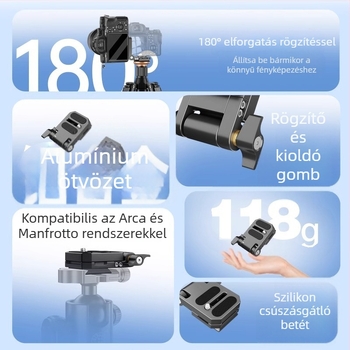 Összecsukható L-platina tükör nélküli kamerákhoz, függőleges felvételhez, kompatibilis a DJI RS3 stabilizátorral, gyorskioldó lemez a fejhez