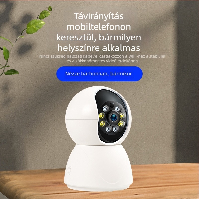 Okos otthoni vezeték nélküli kamera, HD felbontású, Wi‑Fi, távoli hang-interkom, megfigyelés és felvétel