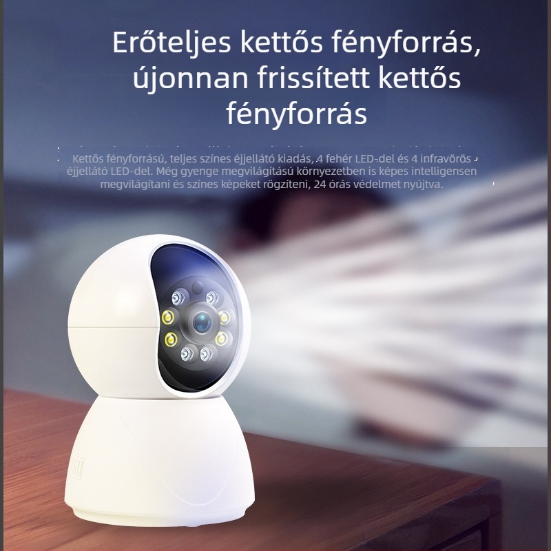 Okos otthoni vezeték nélküli kamera, HD felbontású, Wi‑Fi, távoli hang-interkom, megfigyelés és felvétel
