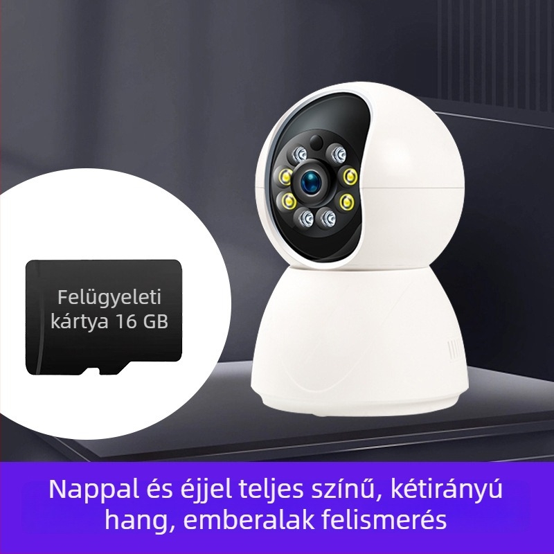 Okos otthoni vezeték nélküli kamera, HD felbontású, Wi‑Fi, távoli hang-interkom, megfigyelés és felvétel