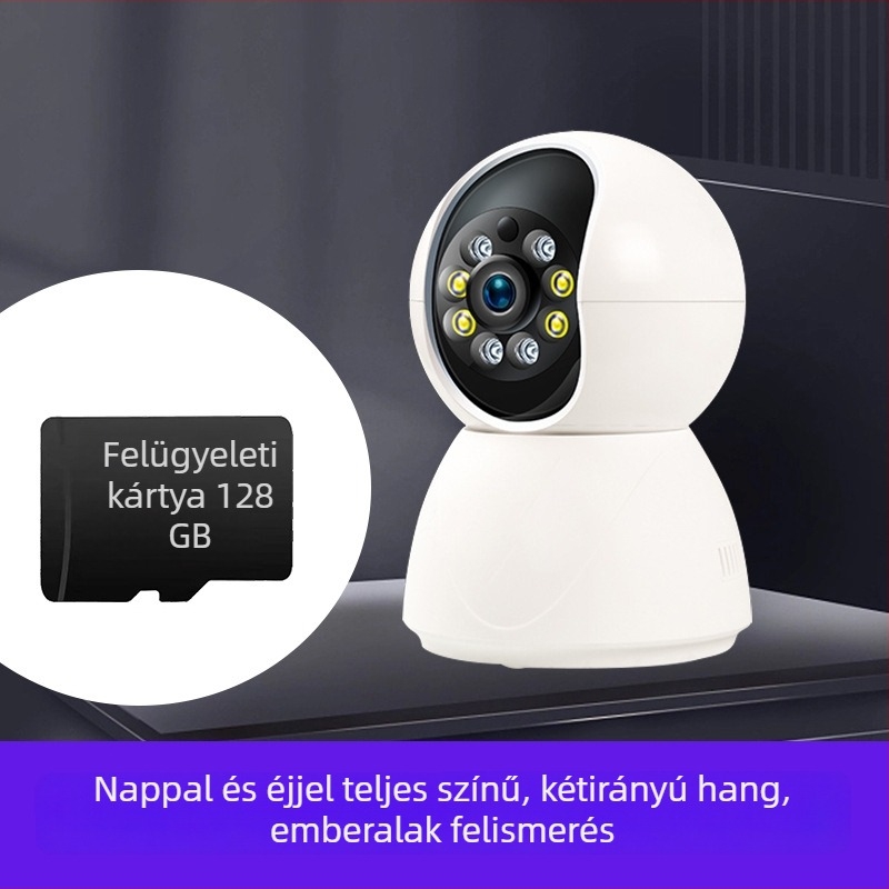 Okos otthoni vezeték nélküli kamera, HD felbontású, Wi‑Fi, távoli hang-interkom, megfigyelés és felvétel