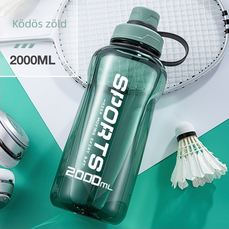2000 ml-es nagy kapacitású hordozható sportos kulacs, hőtűrő, élelmiszer-minőségű PC, forró vízre is alkalmas