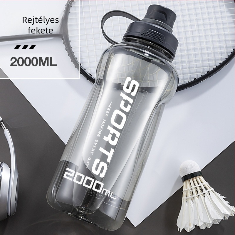 2000 ml-es nagy kapacitású hordozható sportos kulacs, hőtűrő, élelmiszer-minőségű PC, forró vízre is alkalmas