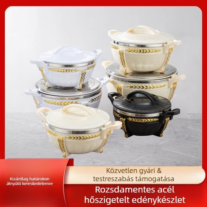 Siyue rozsdamentes acél szigetelt edénykészlet, duplafalú habos szigeteléssel, 3 darab, irodába és otthonra