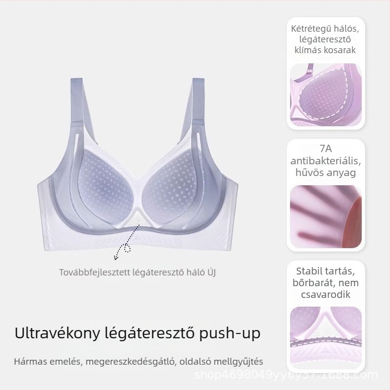 Légáteresztő, varrás nélküli push-up melltartó 3/4 kosarakkal, emeli és formázza a melleket, kényelmes viselet.