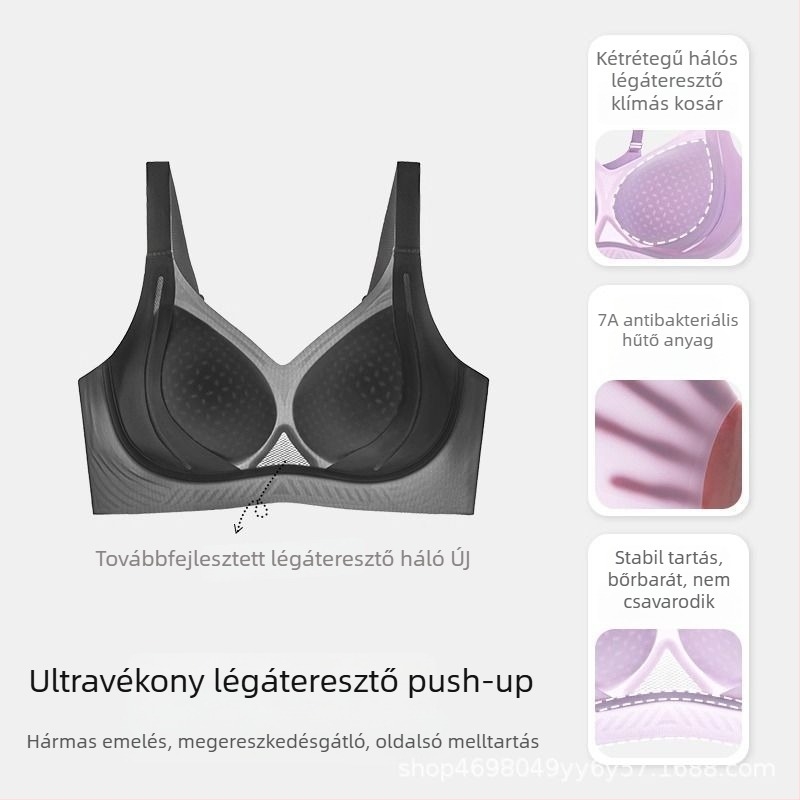 Légáteresztő, varrás nélküli push-up melltartó 3/4 kosarakkal, emeli és formázza a melleket, kényelmes viselet.