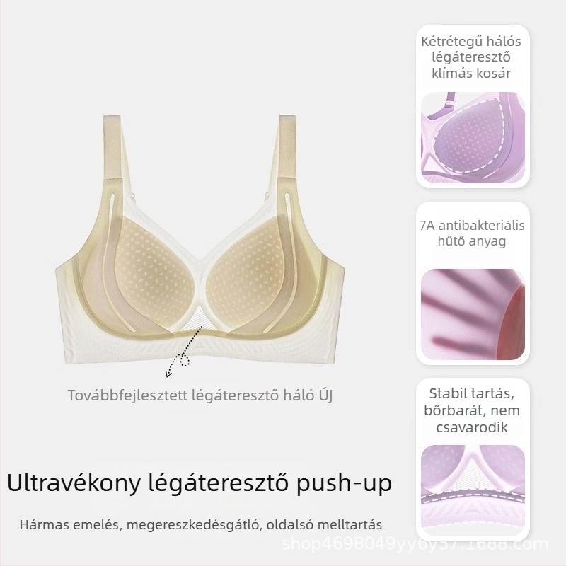 Légáteresztő, varrás nélküli push-up melltartó 3/4 kosarakkal, emeli és formázza a melleket, kényelmes viselet.