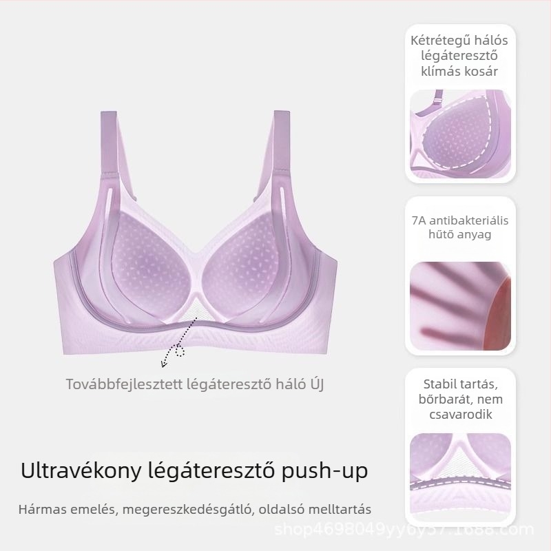 Légáteresztő, varrás nélküli push-up melltartó 3/4 kosarakkal, emeli és formázza a melleket, kényelmes viselet.