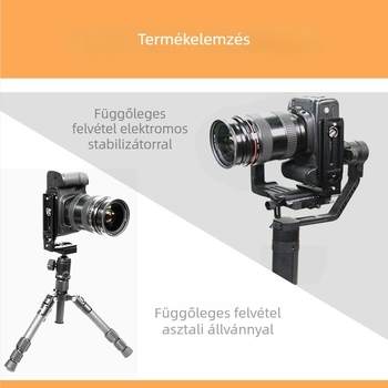 L alakú függőleges gyorskioldó lemez hideg cipővel DSLR fényképezőgép fejhez, alumíniumötvözet
