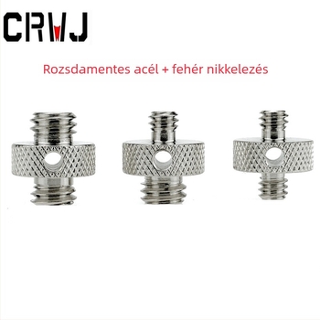 Rozsdamentes acélból készült L-alakú kamera tartó, kettős fejű, 1/4 és 3/8 hüvelykes állványcsavarokkal