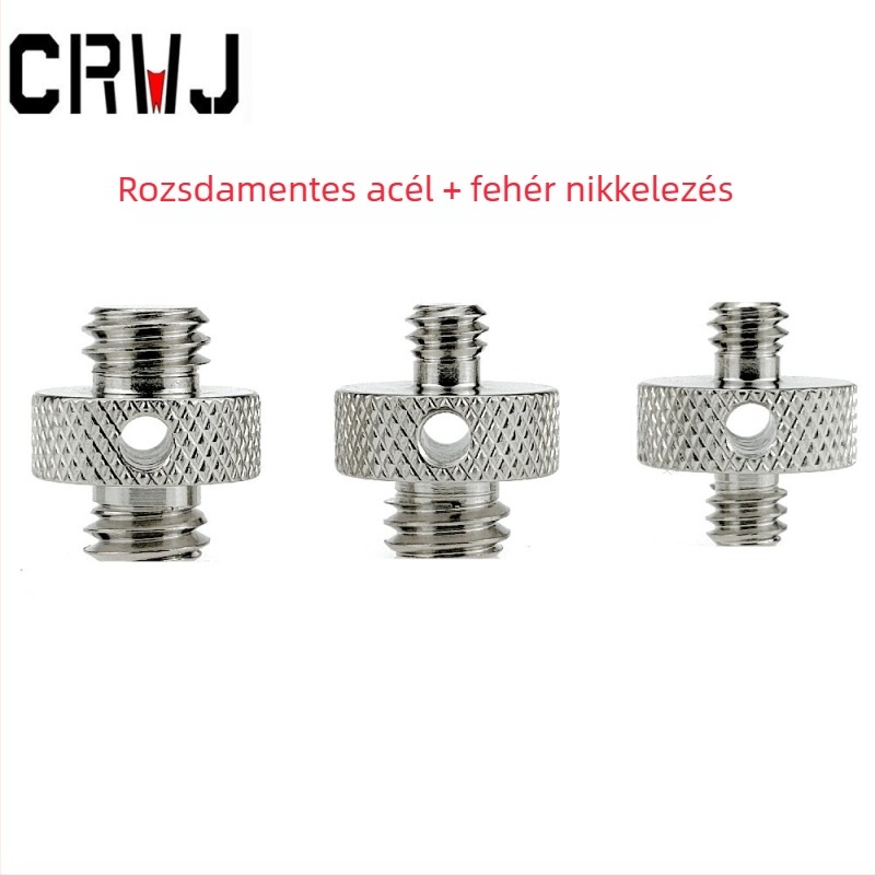 Rozsdamentes acélból készült L-alakú kamera tartó, kettős fejű, 1/4 és 3/8 hüvelykes állványcsavarokkal