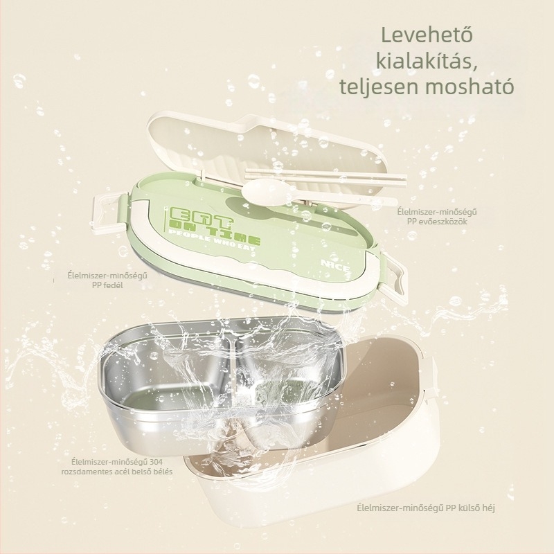 304 rozsdamentes acél ebédes doboz rekeszekkel, négy részű, négy szintes, hordozható, 800–1000 ml kapacitás, japán stílus