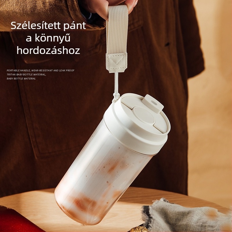 Nagy kapacitású szívószálas vízpohár, hőálló Tritan műanyagból, hordozható