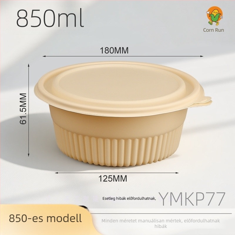 900 ml biológiailag lebomló kukoricakeményítőből készült kör alakú tál, környezetbarát élelmiszer-minőségű elvihető doboz