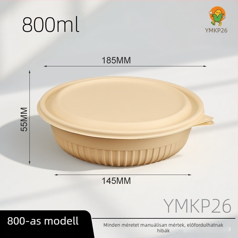 900 ml biológiailag lebomló kukoricakeményítőből készült kör alakú tál, környezetbarát élelmiszer-minőségű elvihető doboz